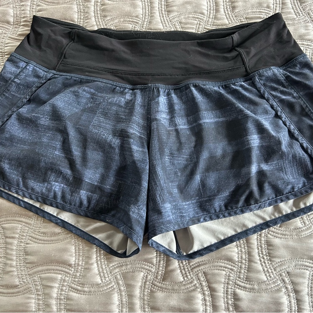 Lululemon Speed Shorts 4” Inseam Blue Athletic Running Shorts 4 Way Stretch Sz 8